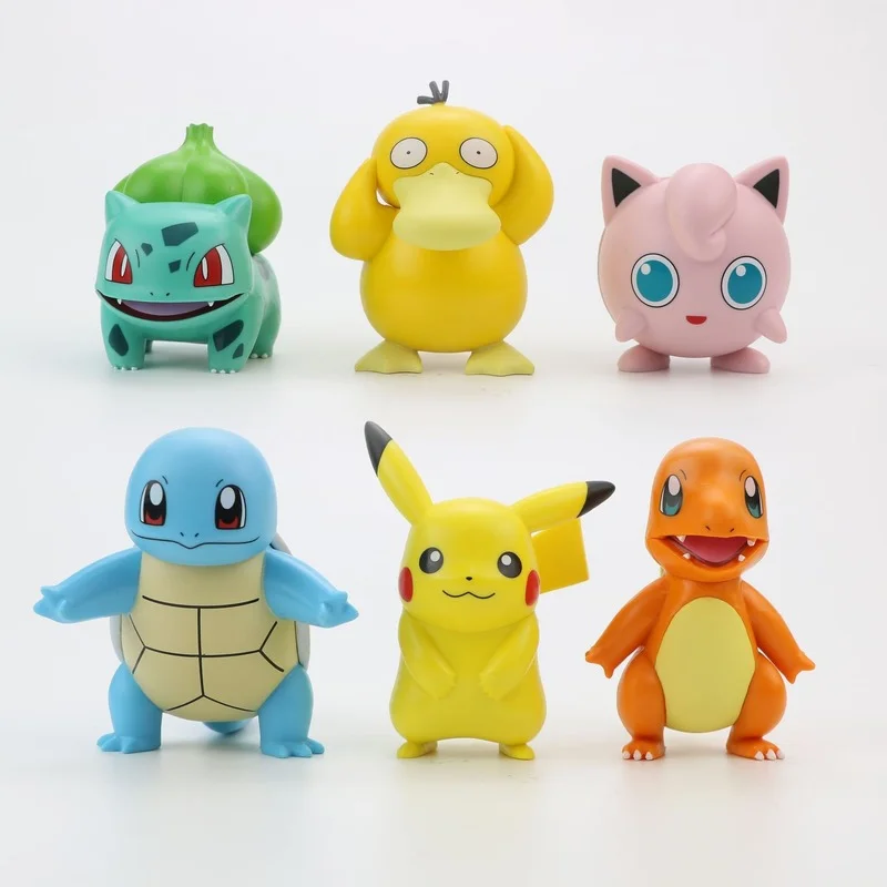 

6pcs/set Takara Tomy Pokemon Pikachu Hand-made Elf Baby Wonder Frog Seed Car Toy Ornament Decoration Pokemon Figures