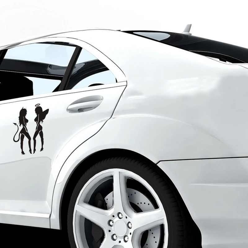 

Car Reflective Stickers Girls Vinyl Angel Devil Auto Decals Warning Night PVC Decoration Personalise Exterior Accessories 1 Pc