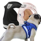 Шлейка для собак, воздухопроницаемая Светоотражающая жилетка с принтом французского бульдога, маленьких и больших щенков