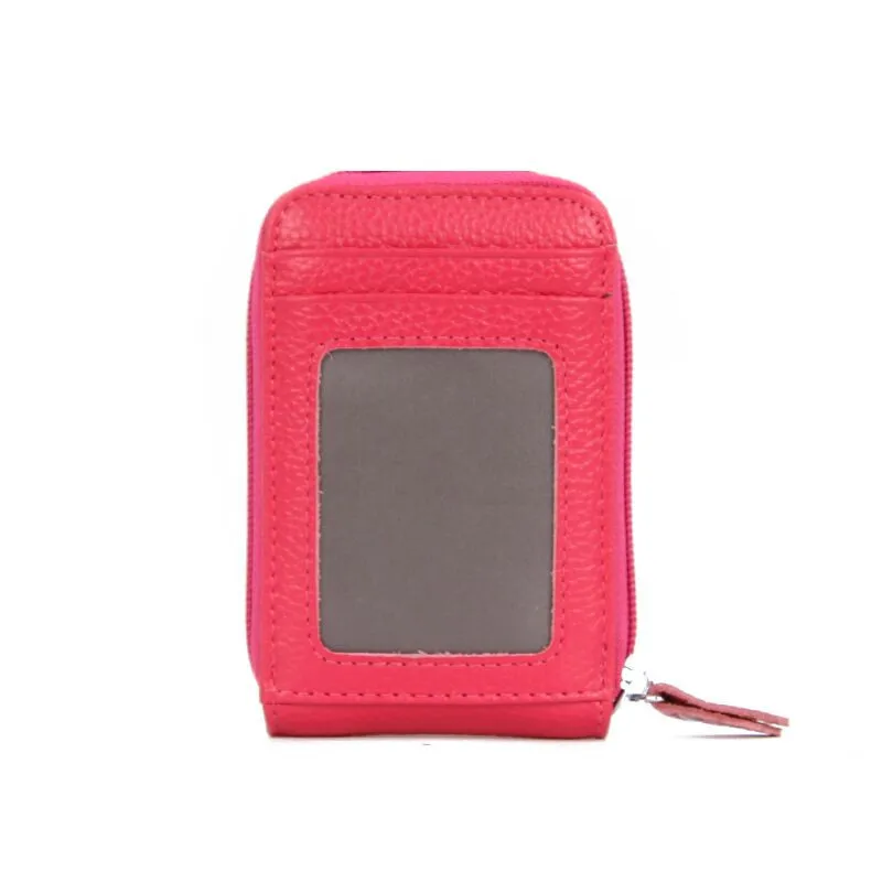 ROSE Vento Marea RFID блокирующий женский из натуральной кожи кредитный держатель для карт мужской карман на молнии из воловьей кожи мини-кошелек маленькая сумка для ID карт - Цвет: ROSE