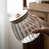transparent glass containers sealed jars with lid tea cans household food grade large capacity cans bamboo lids kitchen items