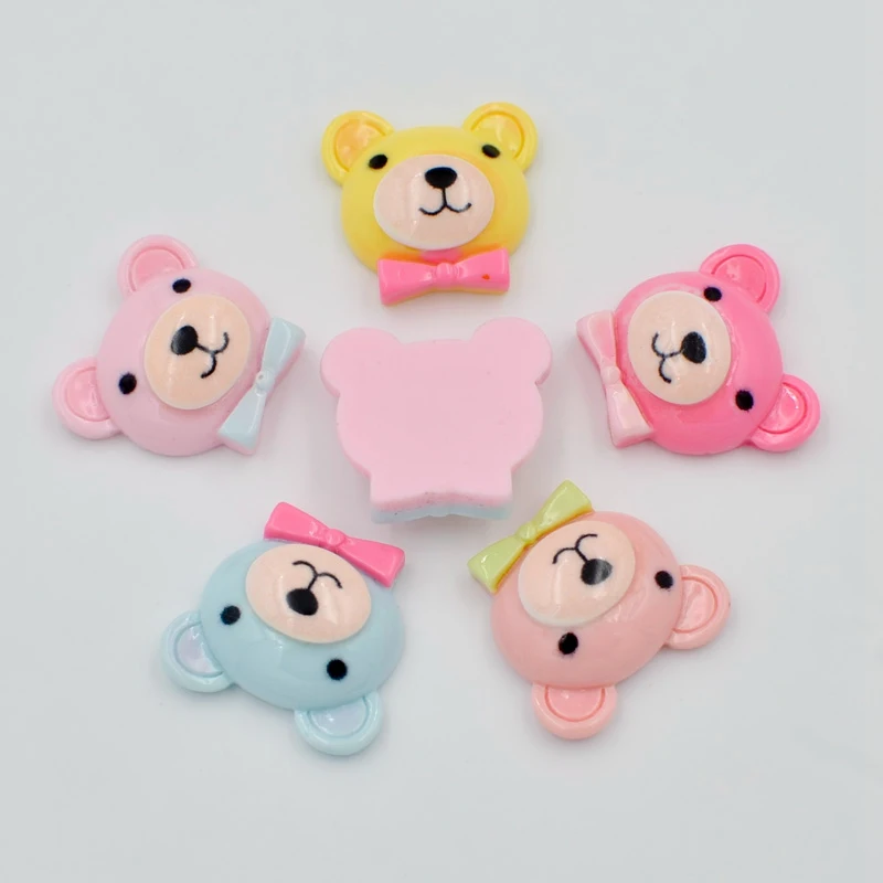 Смола Kawaii Красочные Медведь плоская спина кабошон камень аппликации для
