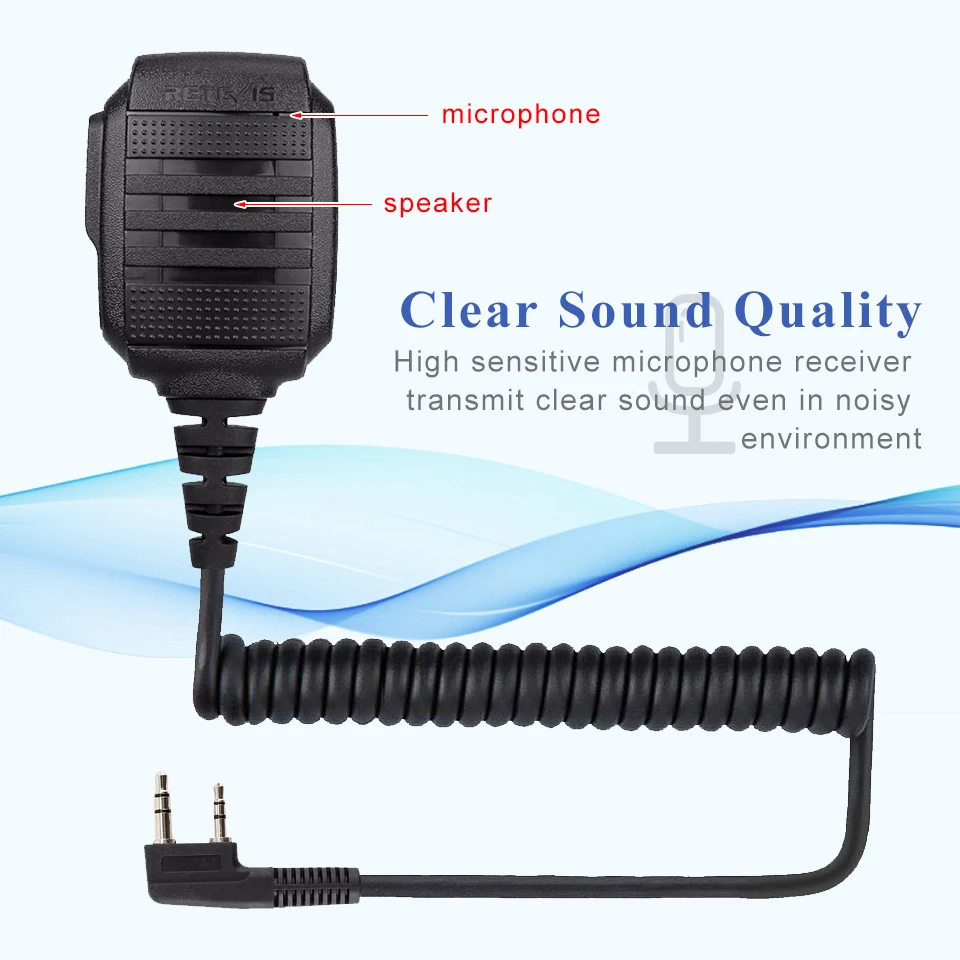 50 pcs Wholesale HK006 IP54 Waterproof Speaker Microphone PTT For Kenwood RETEVIS H777 RT3 RT22 RT81 Baofeng UV5R Walkie Talkie enlarge