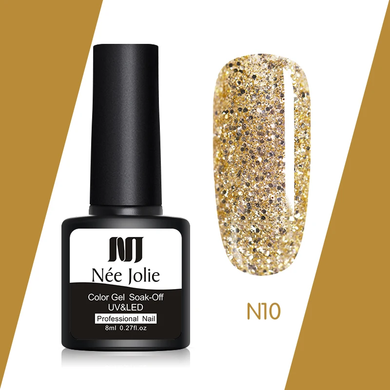 N10 Набор гель-лаков NEE JOLIE UV Vernis полуперманентный праймер верхнее покрытие 8 мл Гель-лак для ногтей маникюр Гель-лаки для ногтей - Цвет: N10