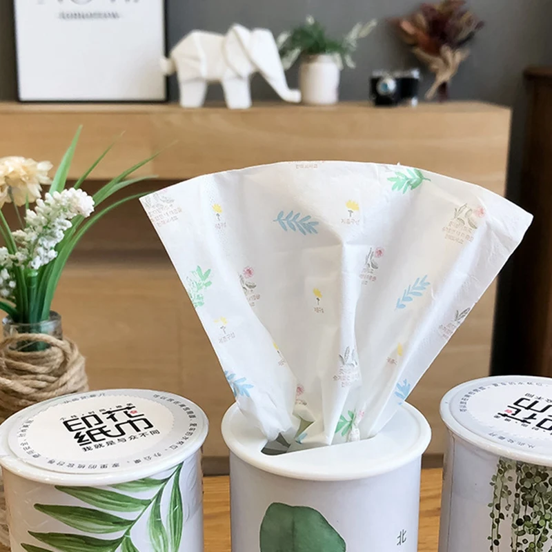 

3 Barrels Creative Plant Printed Car Paper Towel 40 Pumping 3 Layers Thick Handkerchief Paper Party Napkins Baby Shower Tissue