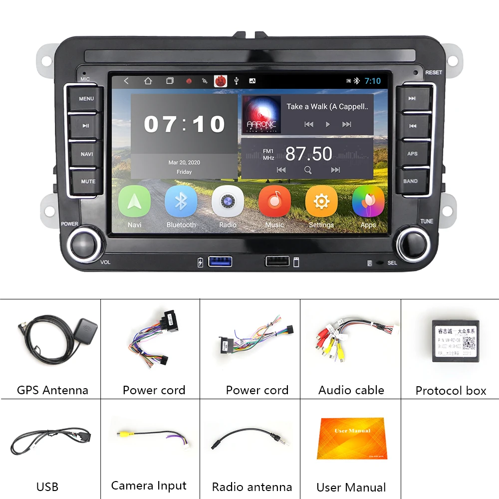 Автомагнитола Podofo 2 din Android 10 0 для Golf/Polo/Tiguan/Passat/b7/b6/SEAT/leon/Skoda/Octavia автомобильный