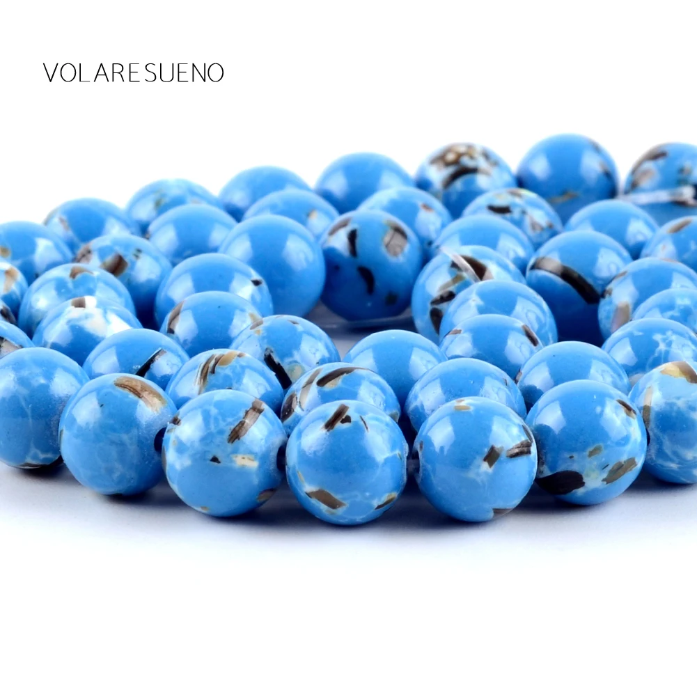 Натуральный голубой бирюзовый камень Круглые бусины для изготовления ювелирных