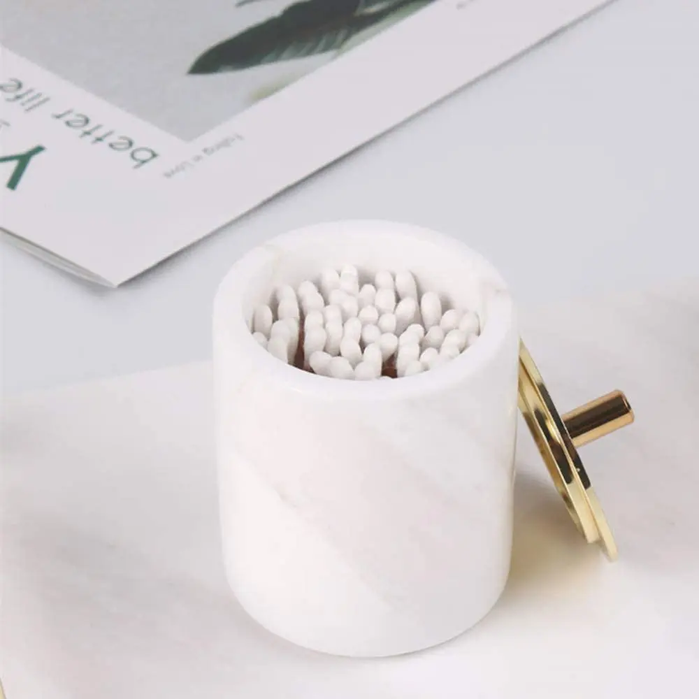 

Free shipping Natural Marble Cosmetics Cotton Swab Ball Holder, Seasoning Box, Ring Storage Box with Lid