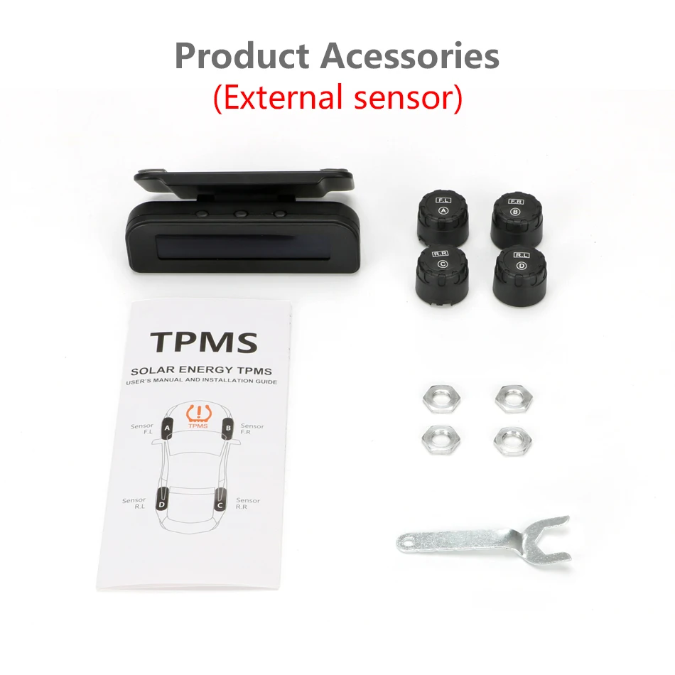 Jansite TPMS система контроля давления в шинах Солнечная зарядка в режиме реального времени тест солнечной зарядки Регулируемый ЖК-экран беспроводной 4 шины