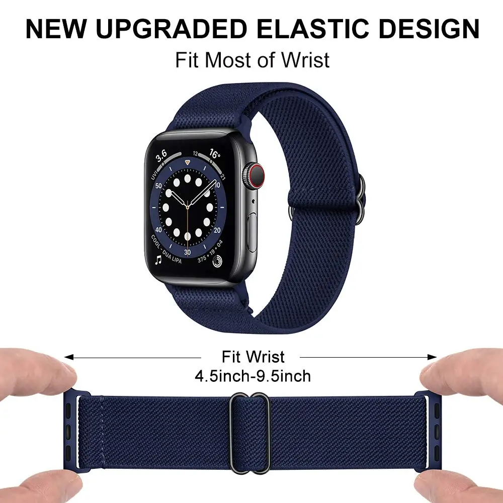 Scrunchie Strap For Apple watch band 44mm 40mm 38mm 42mm Elastic Nylon solo Loop Adjustable bracelet iWatch series 3 4 5 6 se