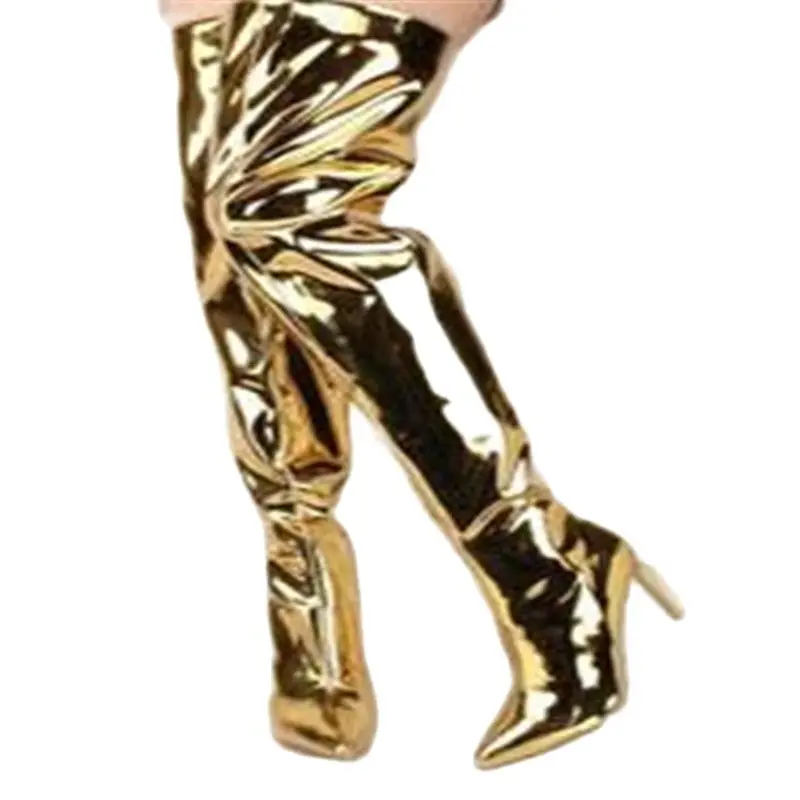 

Hot Sale Pointed Toe Shining Thigh High Boots Thin High Heel Over-the-Knee Sexy Party Dress Fashion Women Spring Autume