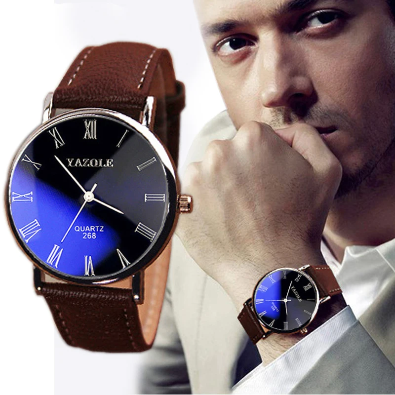 

Luxury Faux Leather Watches men Sport Stainless Steel Case Leather Band watch Quartz Business Wristwatch reloj hombre Wristwatch