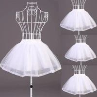 women girls double layers solid color short tulle petticoats elastic waistband a line mesh underskirt crinolines for dress