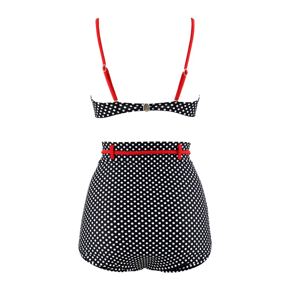 

plus size swimsuit sexy bikini women swimwear high waist push up bikini set dot bathing suits XXXL