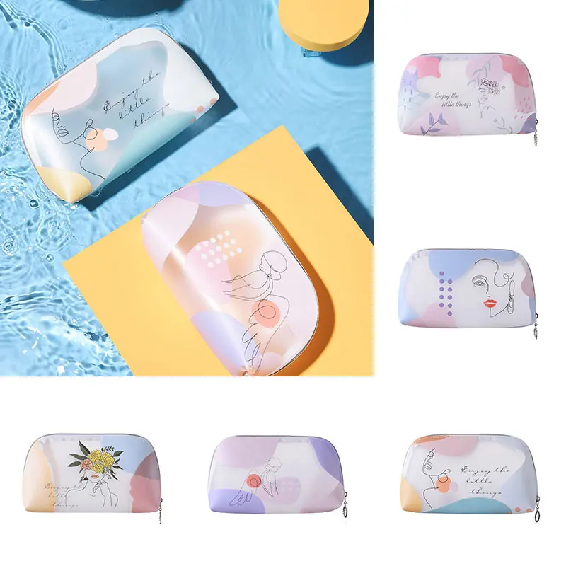 

Fashion Makeup Bag Pouch Organizer Washing Toiletry Tool Makeup Bag Cute Girl Cosmetic Frosted Transparent PVC Cosmetic Bag
