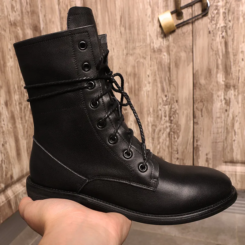 Jual Asumer Besar Ukuran 34-42 Fashion Kulit Asli Sepatu Renda Wanita Putaran Kaki Sepatu Bot Rendah Tumit Musim Gugur Sepatu Bot Musim Dingin Wanita