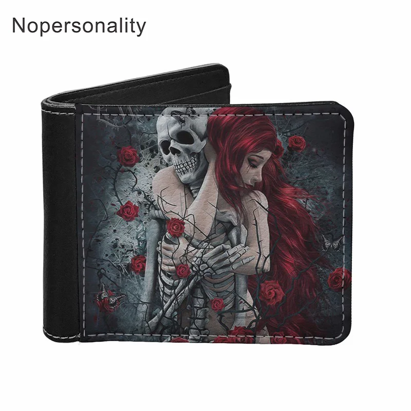 Nopersonality женский кожаный кошелек Готический Череп Скелет мертвый поцелуй тонкий
