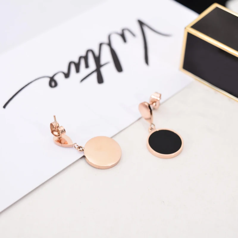 

YUN RUO Rose Gold Color Mosaic Crystal Drop Stud Earring Titanium Steel Fashion Jewelry Birthday Gift Never Fade Drop Shipping