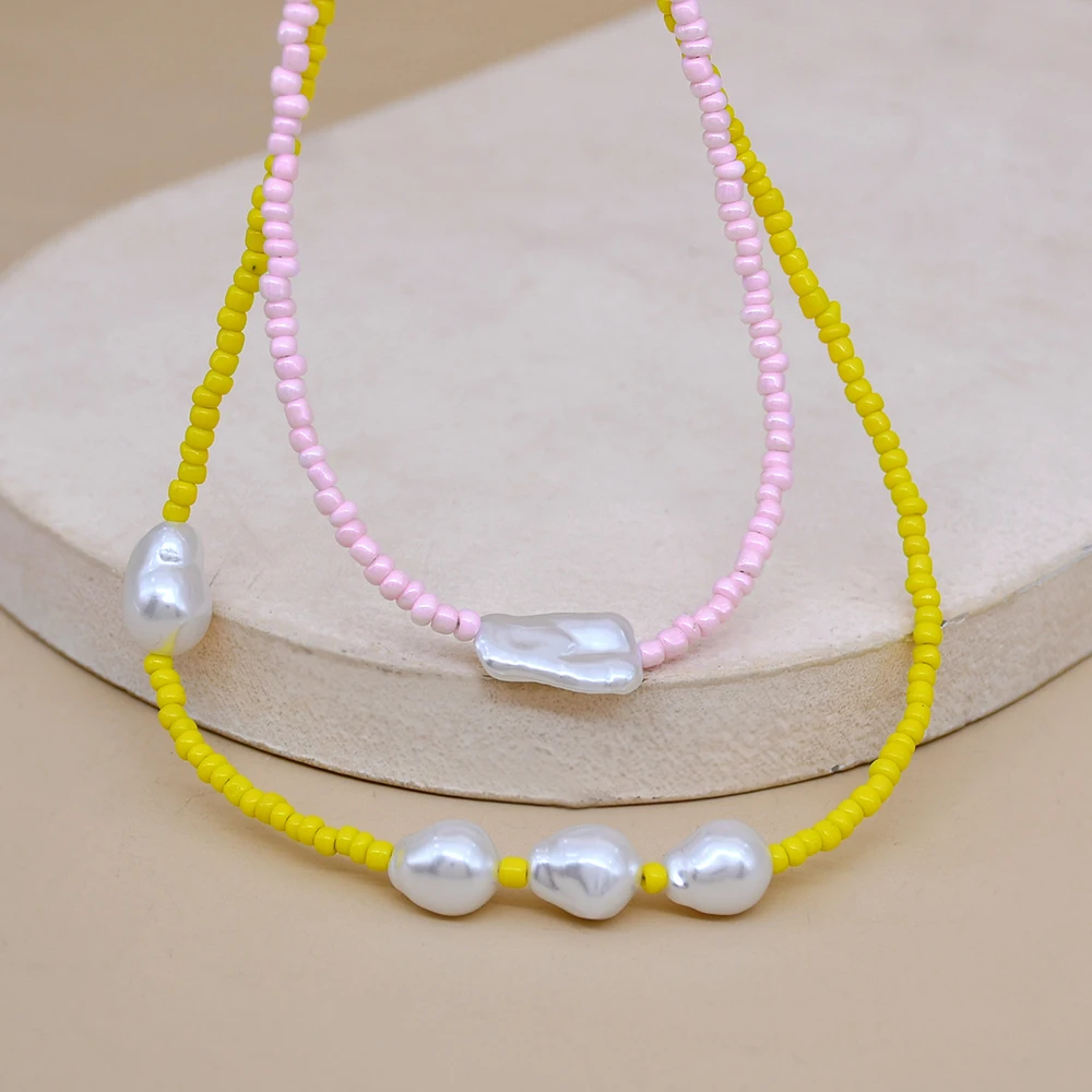 

Yumfeel New Boho Necklace Women Bohemian Trendy Pearl Beads Chokers Jewelry