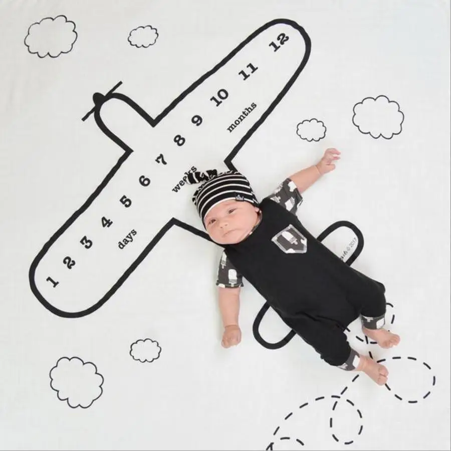 20pcs Newborn Baby Milestone Blanket Photography Prop Background Monthly Growth Shooting Photo Bedding Wrap 100x100cm | Мать и ребенок