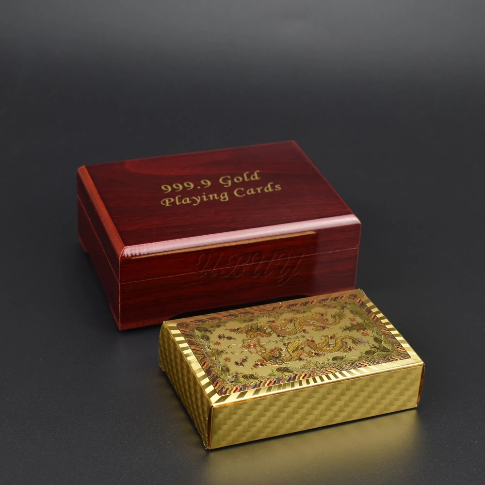 Китайский талисман цветной печати дракон феникс дизайн Золотая игральная карта