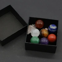 natural boxed seven chakras energy stone yoga healing round ball spacer beads birthday party jewelry gifts size 20mm