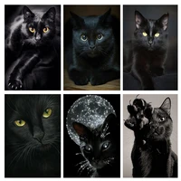 full square round drill diamond painting black cat 5d diy animal cross stitch embroidery kits handmade wall decor pictures