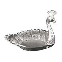 delicate metal swan shape fruit plate trinket ring display dish dessert candy snack serving tray bowl platter table home decor