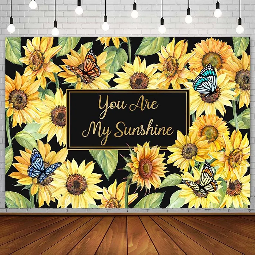 

Sunflower Butterfly Backdrop Newborn Baby Shower Sunshine Birthday Kid Photography Background Photo Studio Photozone Decor Props