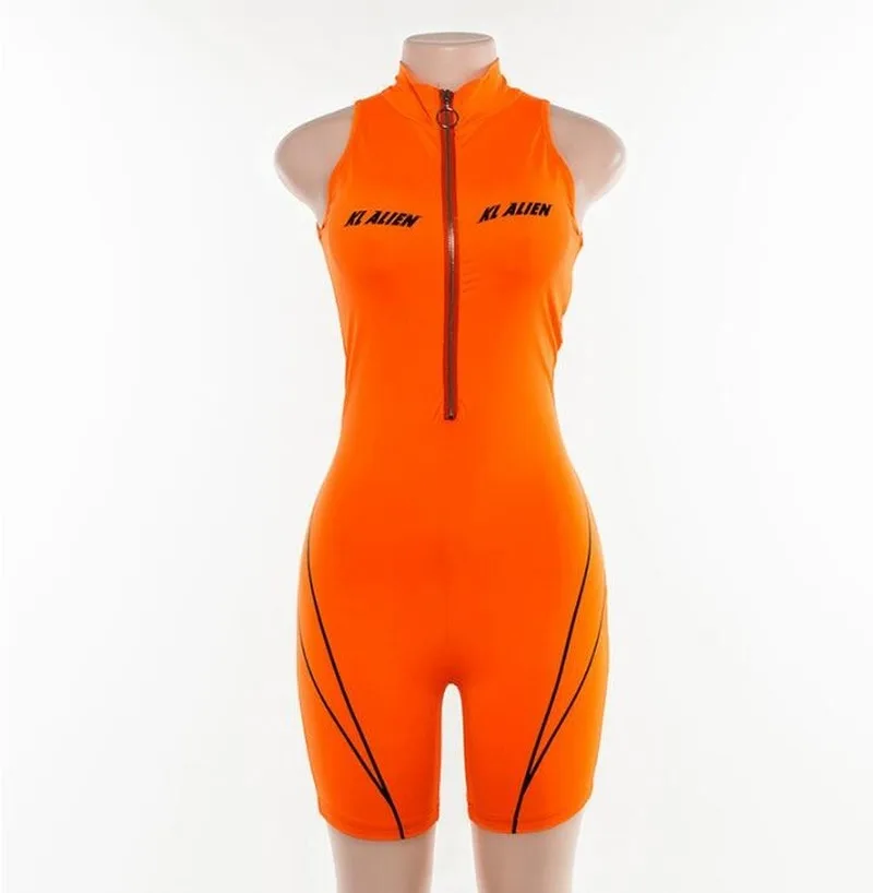 New women's sexy sleeveless high neck printed sports jumpsuit