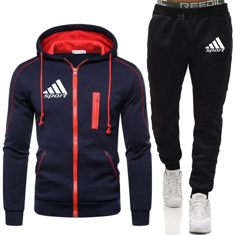 

Autumn men's sportswear 2-piece hoodie + pants sports suit men's sweater zipper hoodie men's clothing suit sportswear size M-3XL