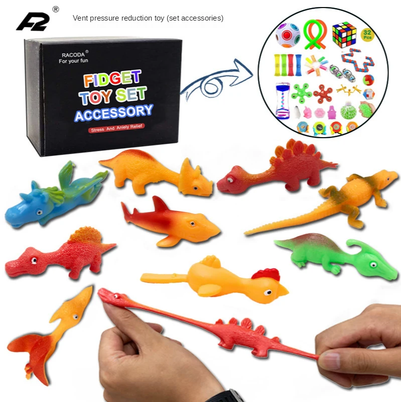 

TPR Dinosaur Ejection Fidget Toy Vent Simulation Animal Antistress Finger Ejection Slingshot Stress Reliever Toy 2021 New