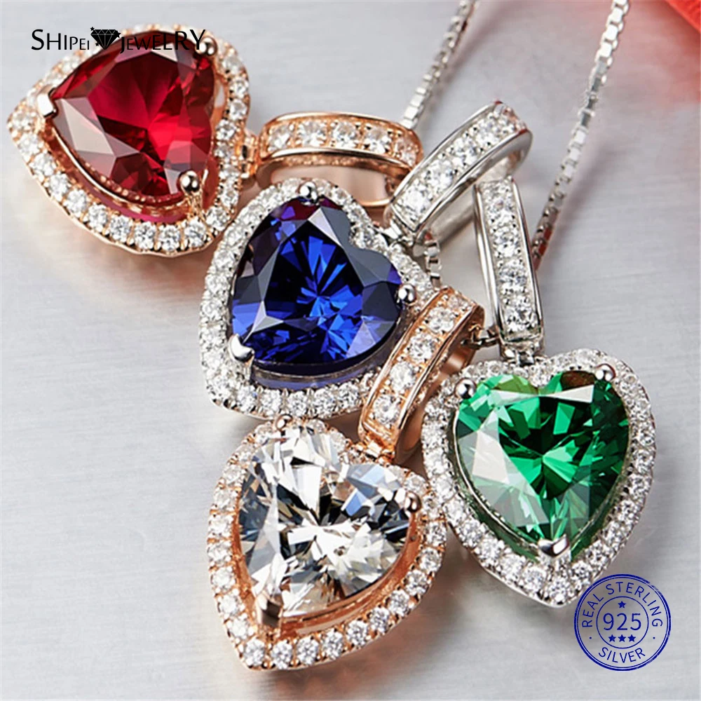 Женское ожерелье с подвеской в виде сердца из искусственного рубина ShiPei 100% 925 |