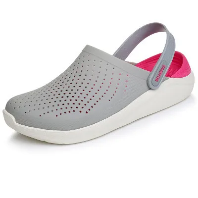 Grey Pink Летние мягкие шлёпанцы для женщин женские сабо eva Шлёпанцы унисекс пляжные шлепанцы повседневная обувь спортивная Шлёпанцы сабо для сада - Цвет: Grey Pink
