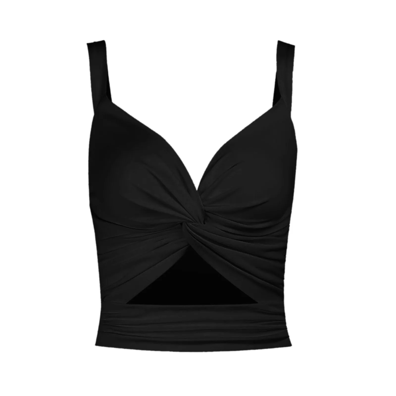 

Sexy Women Deep V Neck Hollow Crop Top Summer Black Sleeveless Gothic Tank Tops Female mujer corset Streetwear Camisole #fs