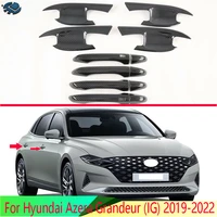 for hyundai azera grandeur ig 2019 2022 carbon fiber style door handle bowl cover cup cavity trim insert catch molding garnish