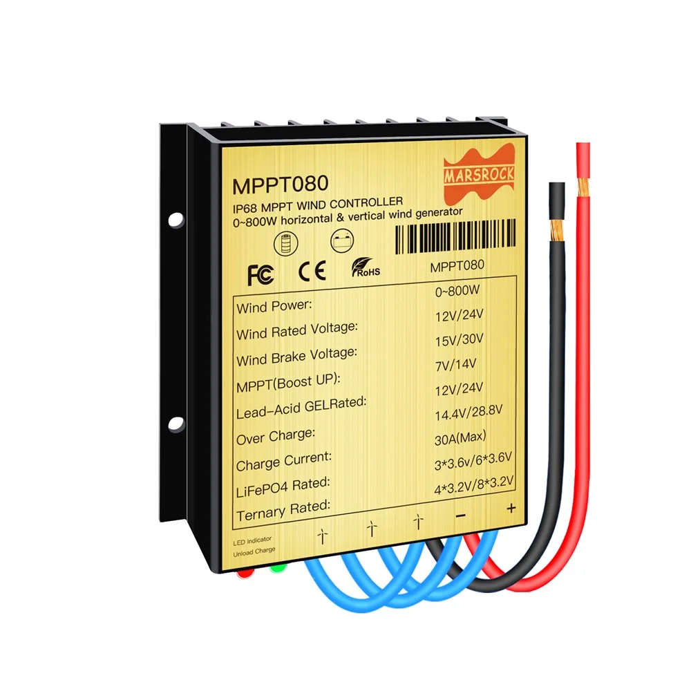 Auto 30a Mppt Controlador de Carga Vento Freio à Prova Impermeável Água Baixa Velocidade do Vento Impulso para Lifepo4 Lítio Etc Bateria 800w 12v 24v Geradores de energia alternativa