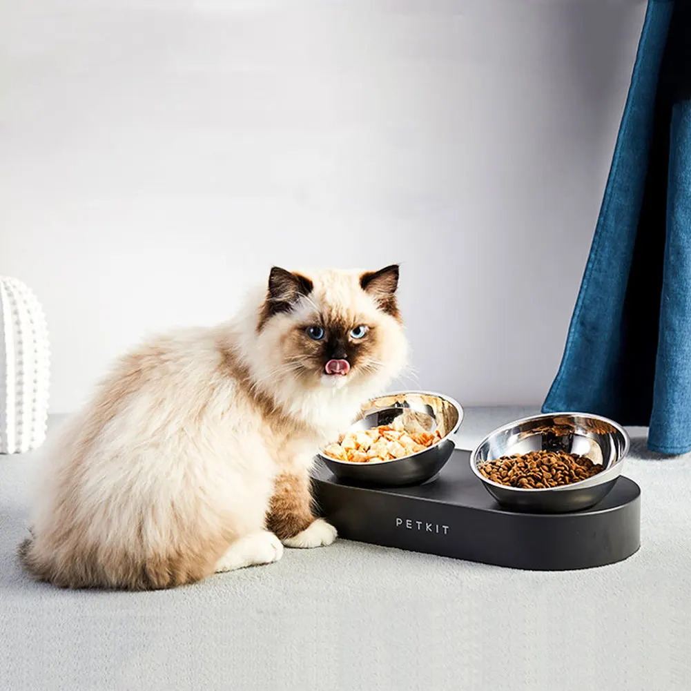 

PETKIT Pet Adjustable Feeding Bowl Stainless Steel Double Feeder Bowls Water Cup Adjustable Neck Care Cat dog Drinking Bowls