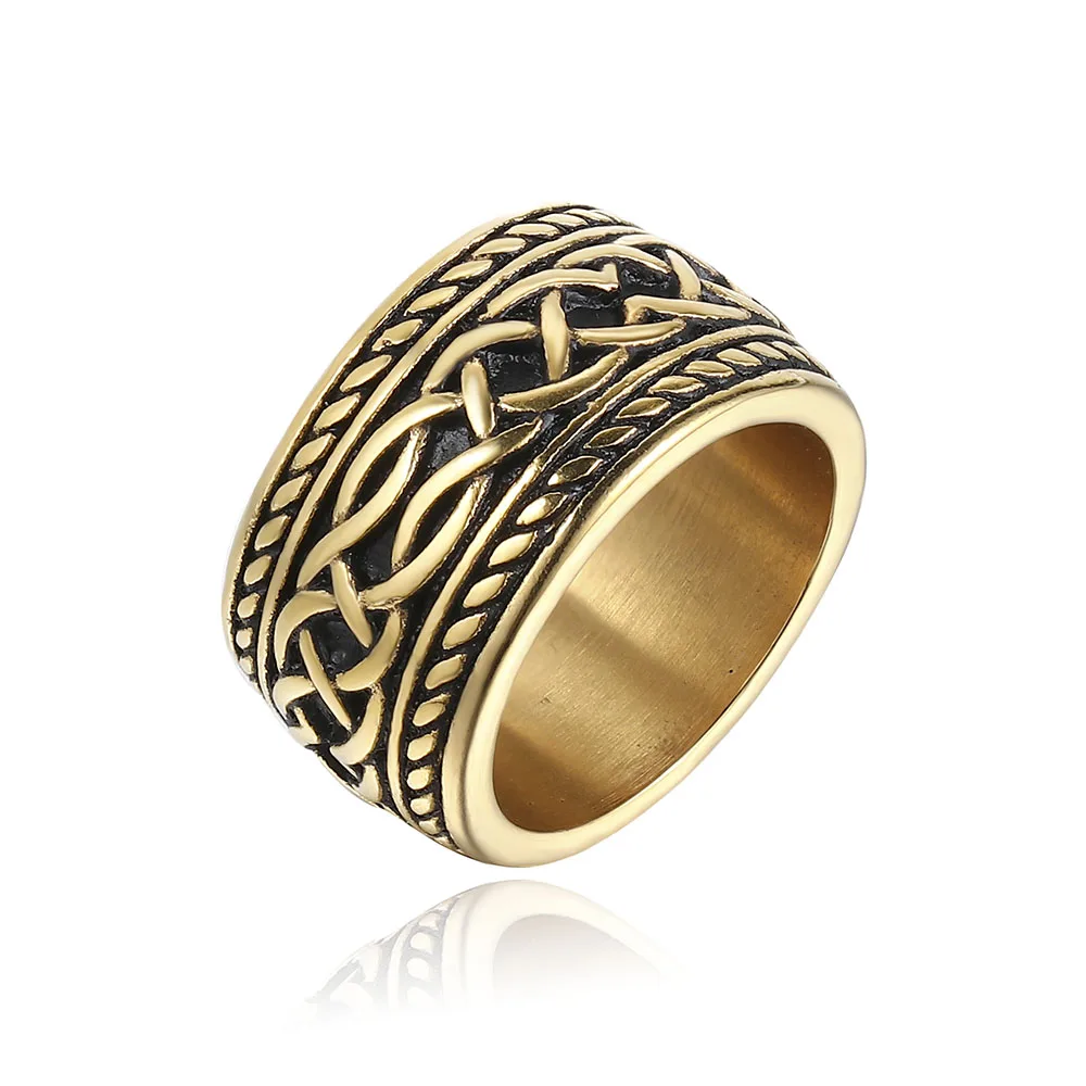 

Valily Men Celtic Knot Ring Stainless Steel Norse Viking Ring Retro Casting Male Rings Jewelry for Man Accessory