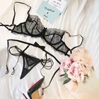 3 шт., бюстгальтер, стринги, костюм с подвязками, женское сексуальное нижнее белье, кружевной топ, комплект с бюстгальтером, женские стринги, комплект нижнего белья, женский модный топ, эротическое белье