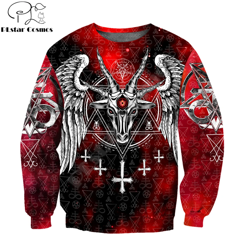 Мужская повседневная толстовка унисекс Красная со сатаническим дьяволом и 3D