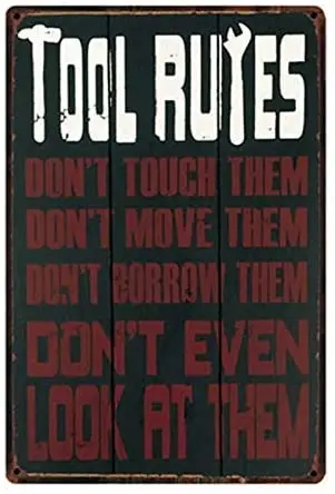 

Tool Rules Metal Sign Tin Wall Sign Home Bar Wall Art Painting Homeation 8x12 Inches