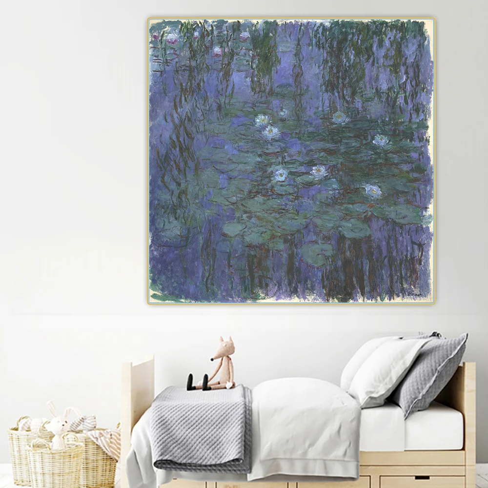 Цитон Клода монета Blue синие Водяные лилии Canvas холст искусство Масляная живопись