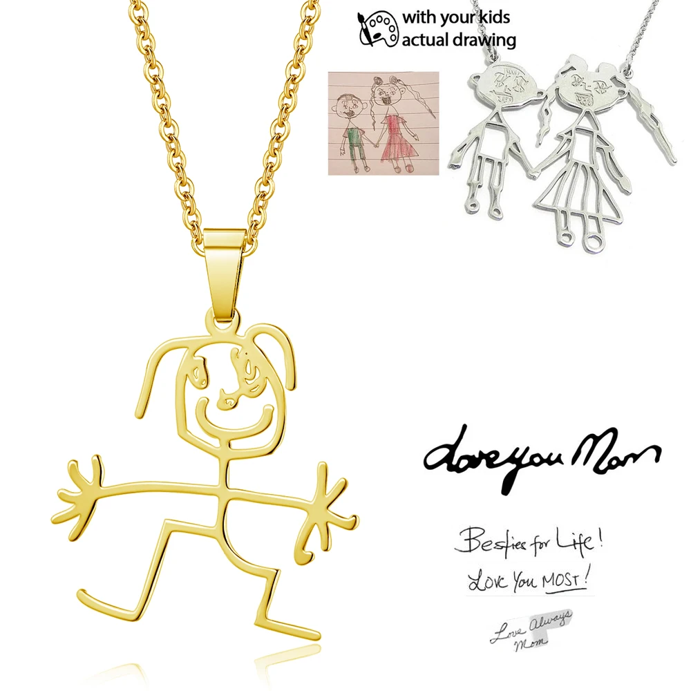 Фактическое детское ожерелье с рисунком на заказ именем почерка ожерелья для