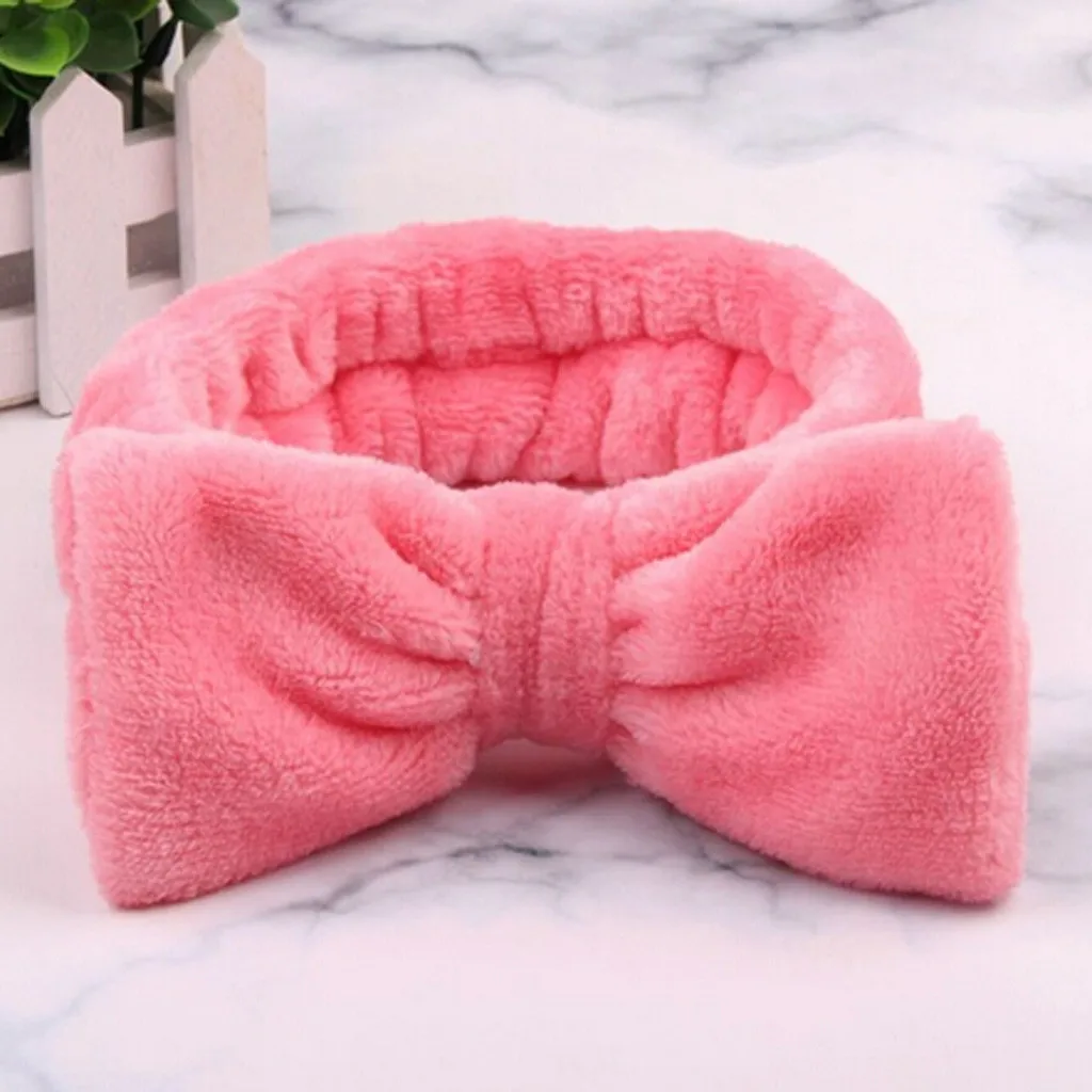 

Women Hairband Soft Coral Fleece Head Wrap Makeup Hair Band Washing Face Turban Bow Hair Turban Accessories Para El Cabello 19Dc