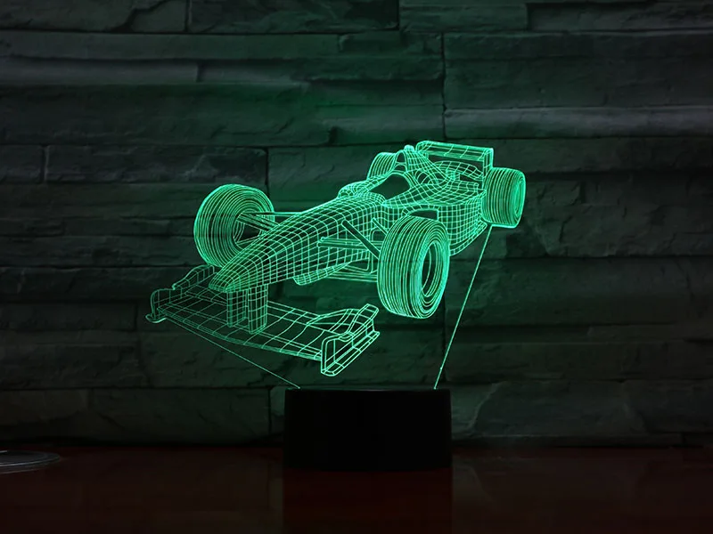 Formula 1 гоночный автомобиль 3D лампа многоцветная с пультом дистанционного управления для дня рождения подарочный аккумулятор питание 3D оптический светодиодный ночник лампа голограмма