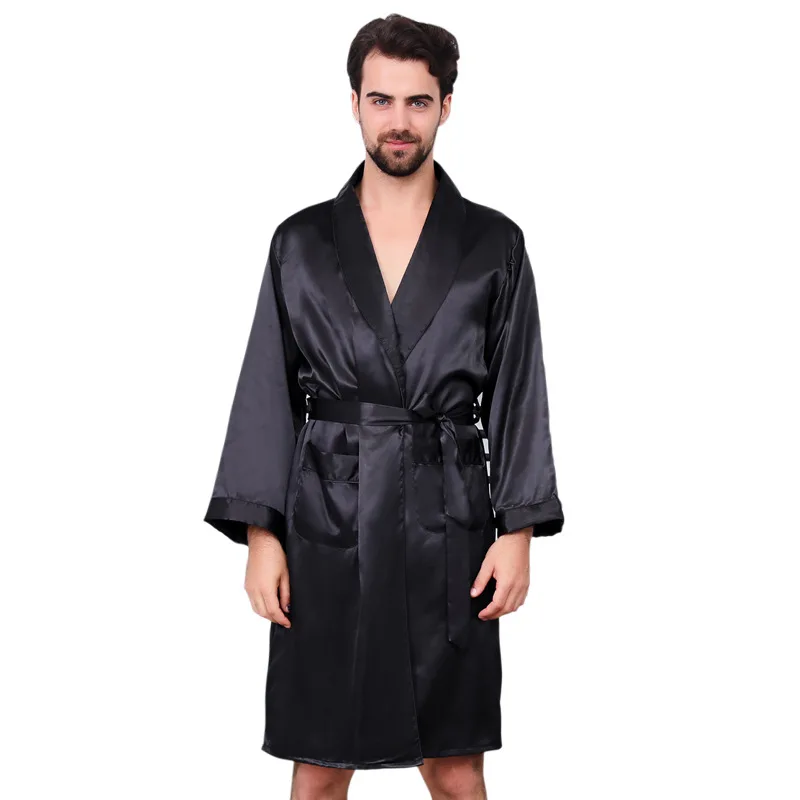 

Nightgown Summer Thin Long Sleeve Pajamas Pluspure Black Bathrobe Pyjama Homme Pigiama Uomo Pijama Masculino Szlafrok