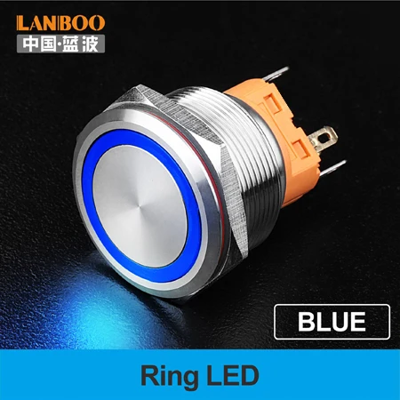 Blue LED Ring 25 мм SPST 12 вольт led подсветкой DPDT мини кнопочный переключатель для мусора - Цвет: Blue LED Ring