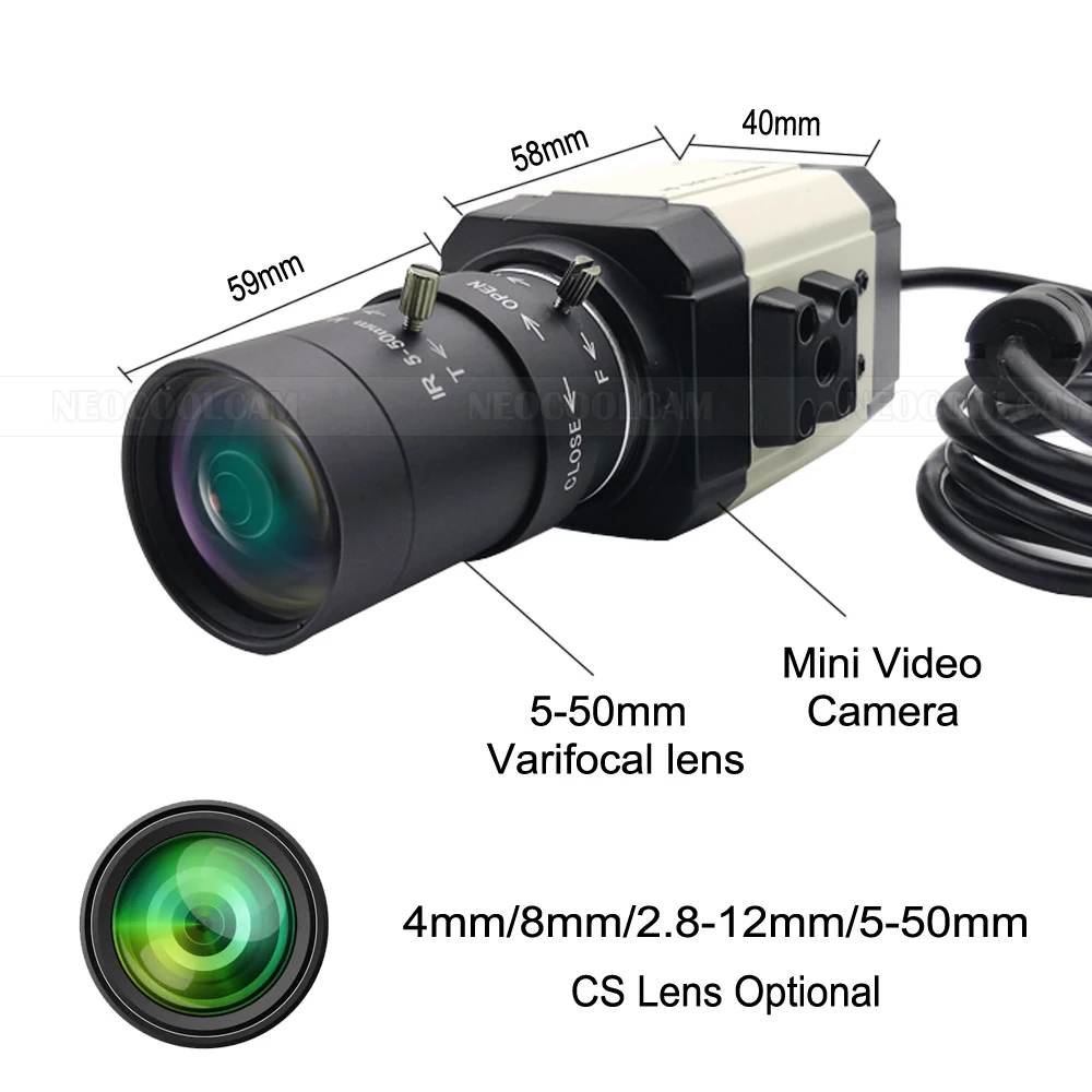 NEOCoolcam HD 2 8-12 мм/5-50 мм варифокальный зум-объектив 4MP 30fps 2560x1440 MJPG высокоскоростная UVC
