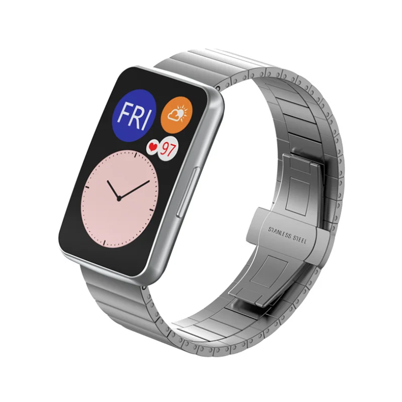 

Ремешок из нержавеющей стали для huawei watch fit, металлический браслет с одним бусином для смарт-часов huawei fit
